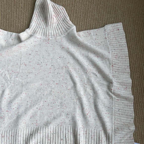 Ann Taylor Loft Flecked Pull over Cream Base Turtleneck Poncho Size M/L NWT - Picture 7 of 12